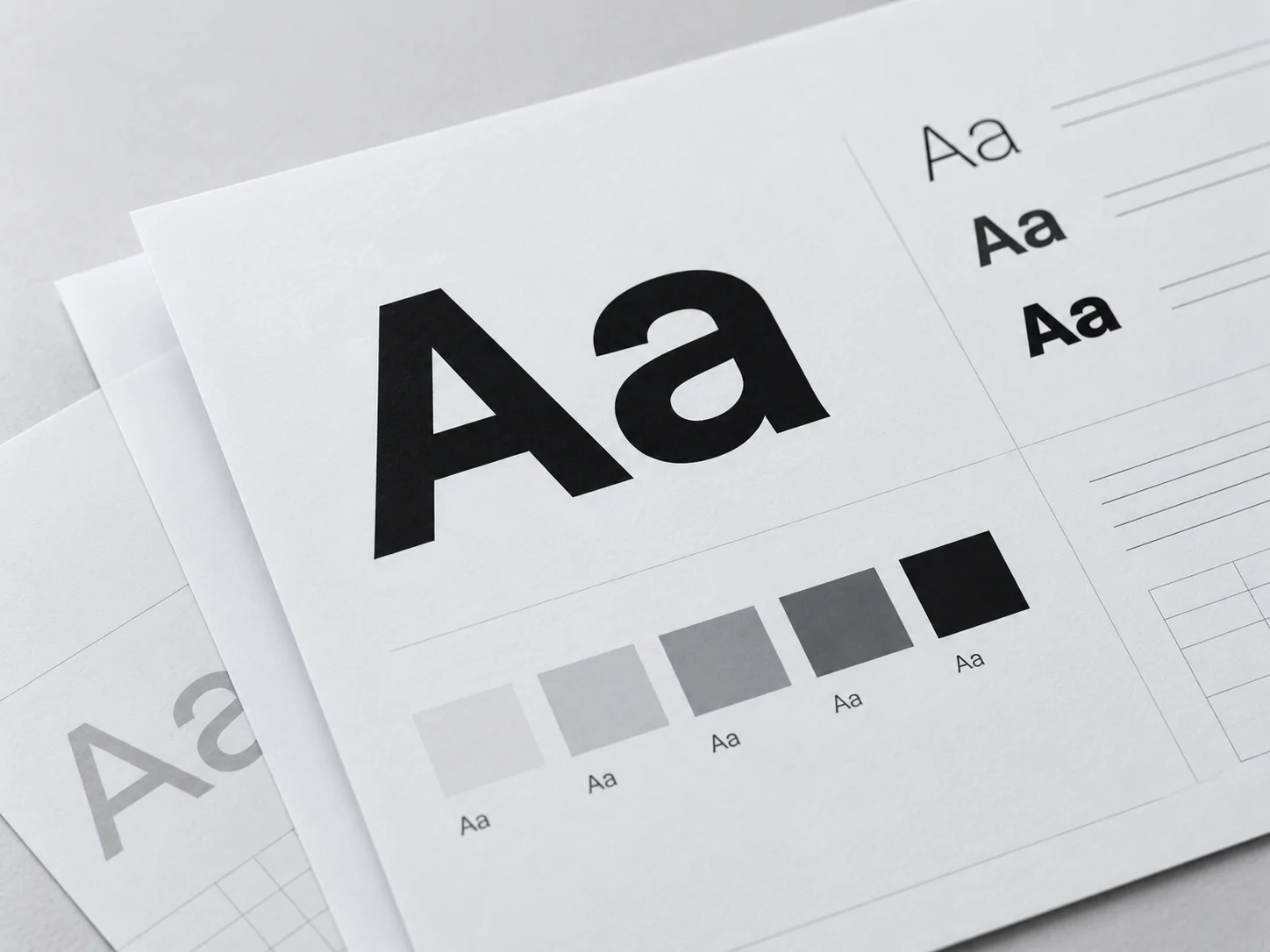 Typography and monochrome identity guidelines on paper