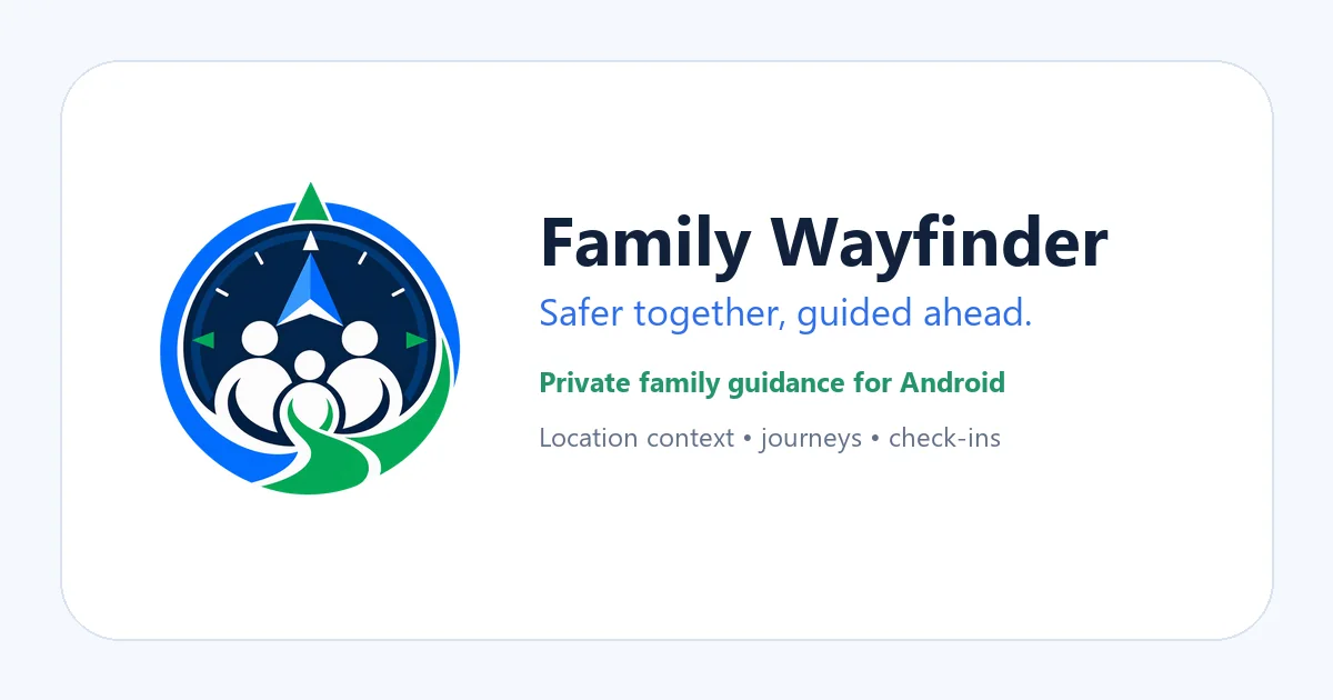 FamilyWayfinder compass identity and private family guidance positioning for Android.
