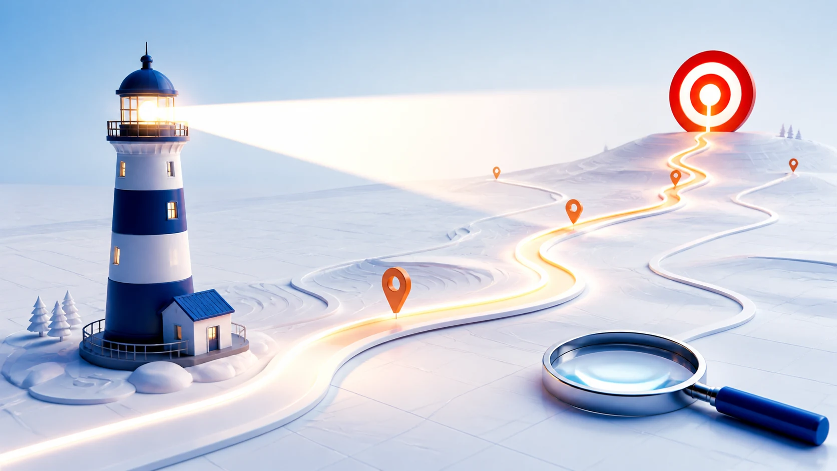 Search visibility path connecting organic growth, relevance and customer trust.