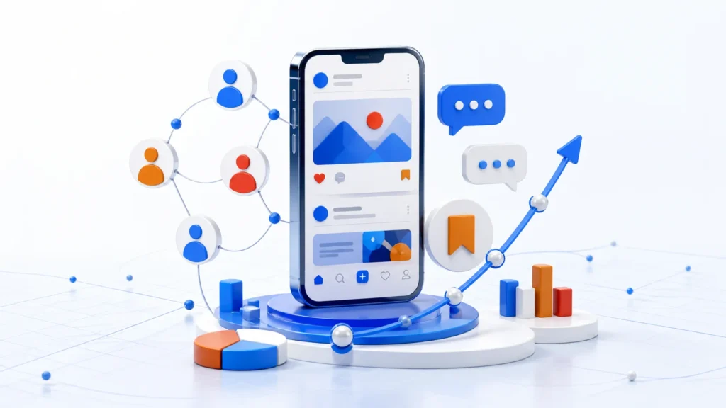 Social media content connected to a relevant community, conversation and meaningful growth.