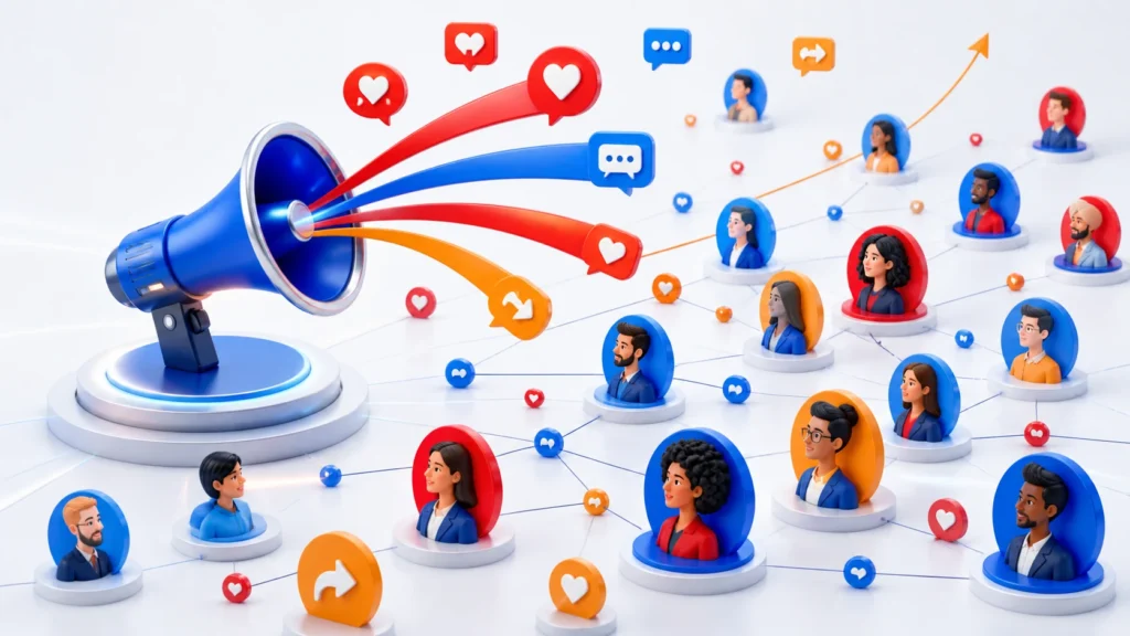 Social media content connected to a relevant community, conversation and meaningful growth.