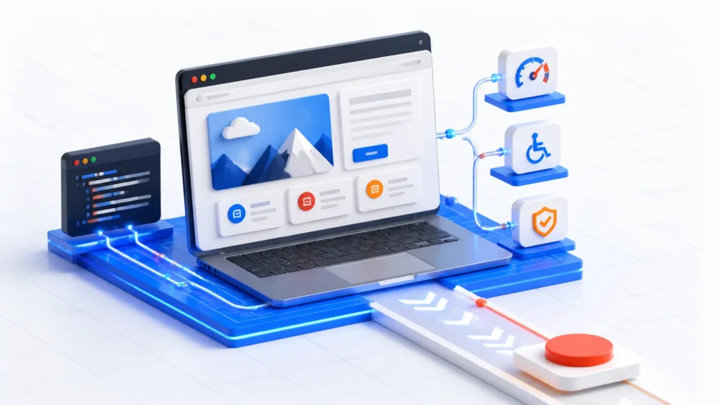 Connected website interface illustrating performance, accessibility and conversion-focused development.